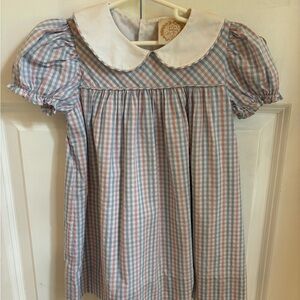 The Beaufort Bonnet Company Blue and Pink Plaid Dress with Peter Pan Collar
